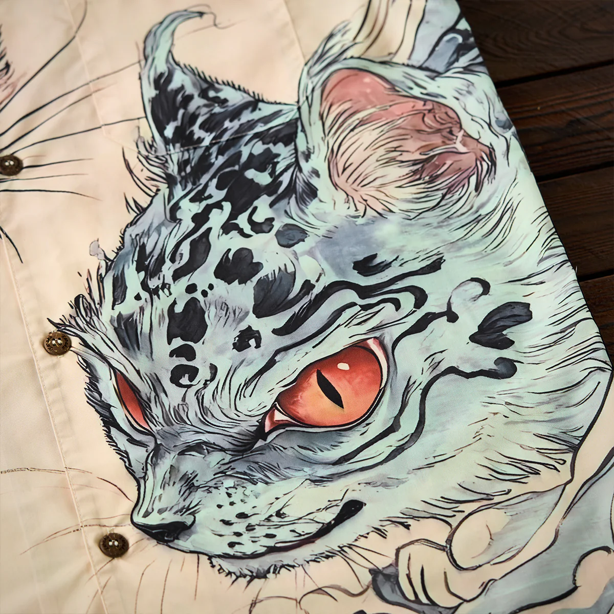 「怪談・化け猫騒動」前後アシンメトリー浮世絵開襟シャツ - Image 18
