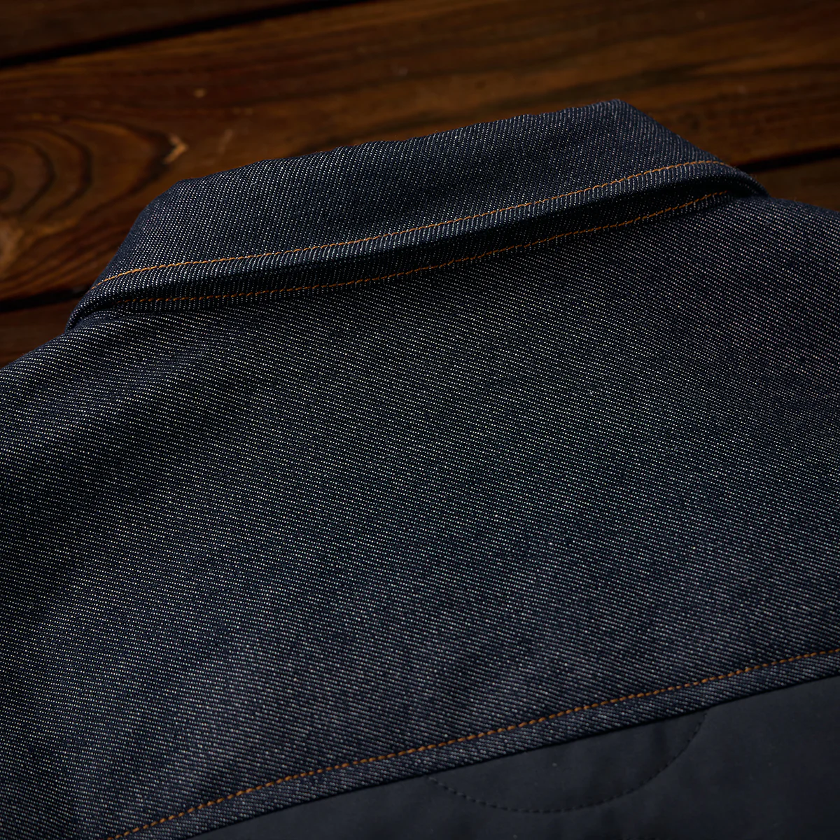 「KaraKu」ロゴ刺繡 デニム切替ひょうたんキルト中綿ジャケット - Image 8