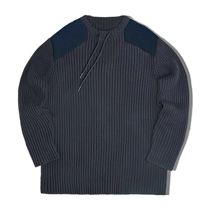 肩・肘パッチ　Navyコマンドセーター