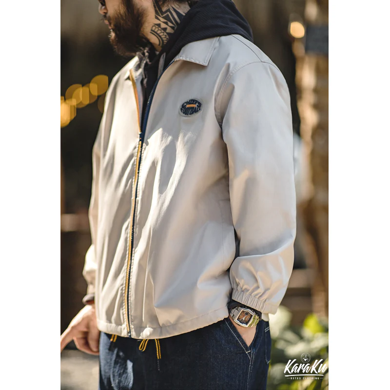 ブルーｘイエロージップ　防水加工ナイロンコーチジャケット - Image 4