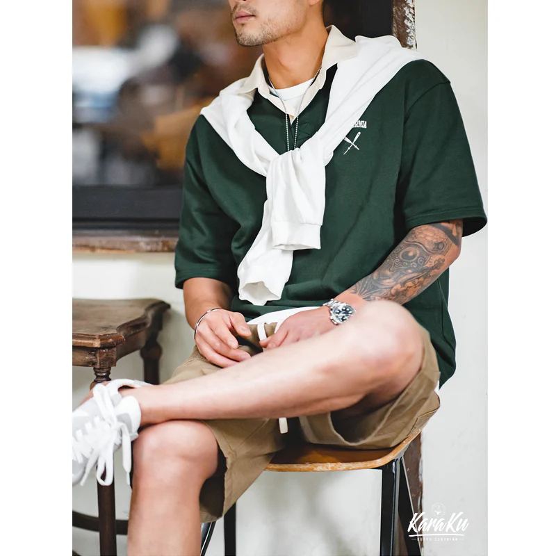 CALIFORNIA&野球バット刺繍入り 襟配色ポロシャツ - Image 8