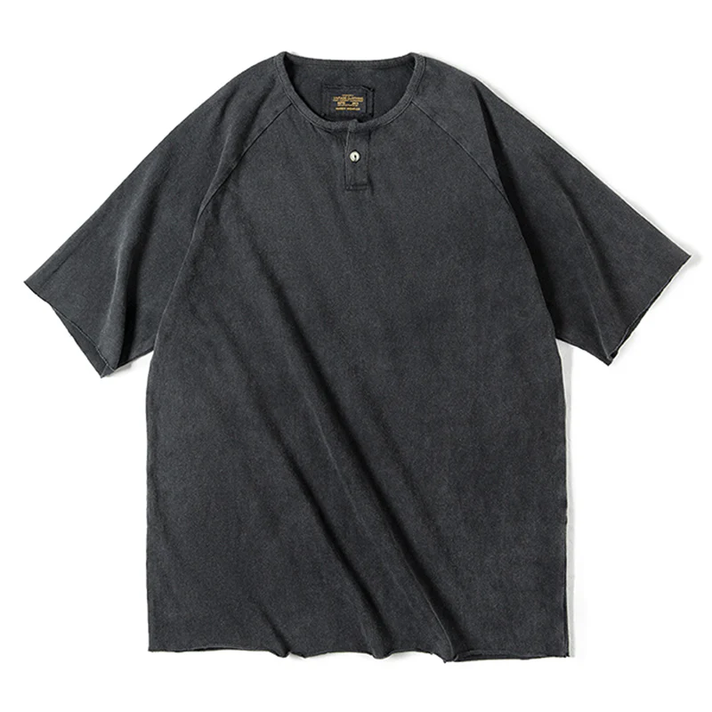 ウォッシュ加工 ヘンリーネックTシャツ - Image 2