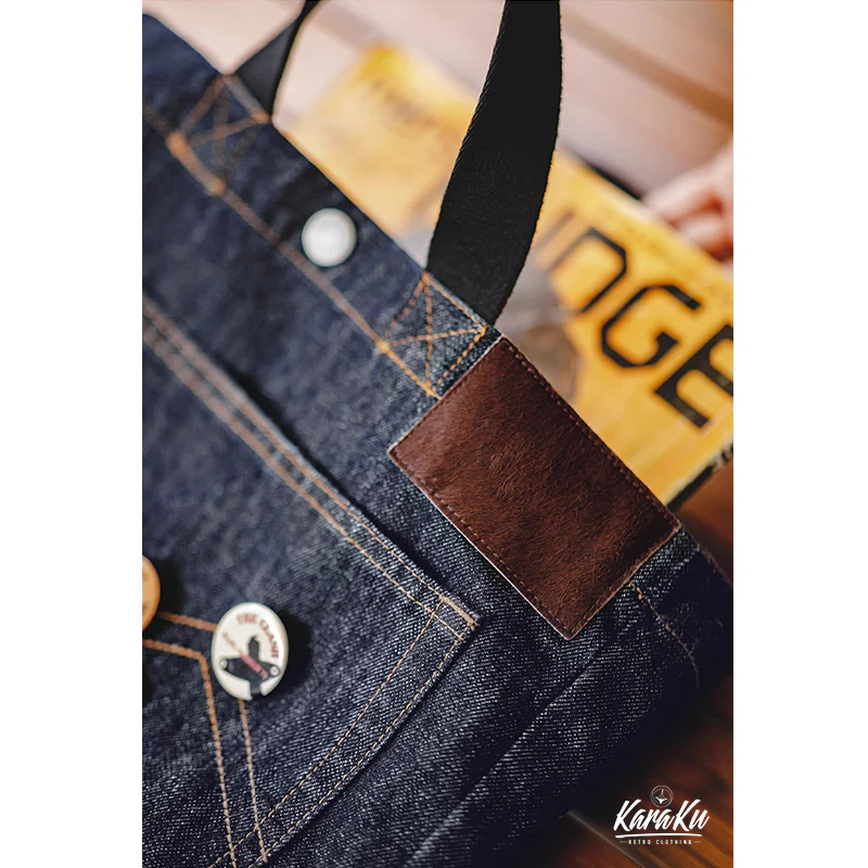 横須賀風シロクマ刺繍入り 2way手提げ可能ショルダーデニムバッグ - Image 9