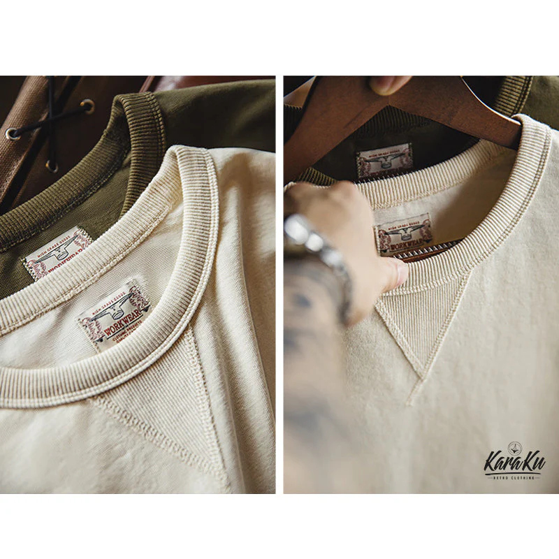 赤耳アームバンド ダブルステッチ海軍クルーネックTシャツ - Image 11