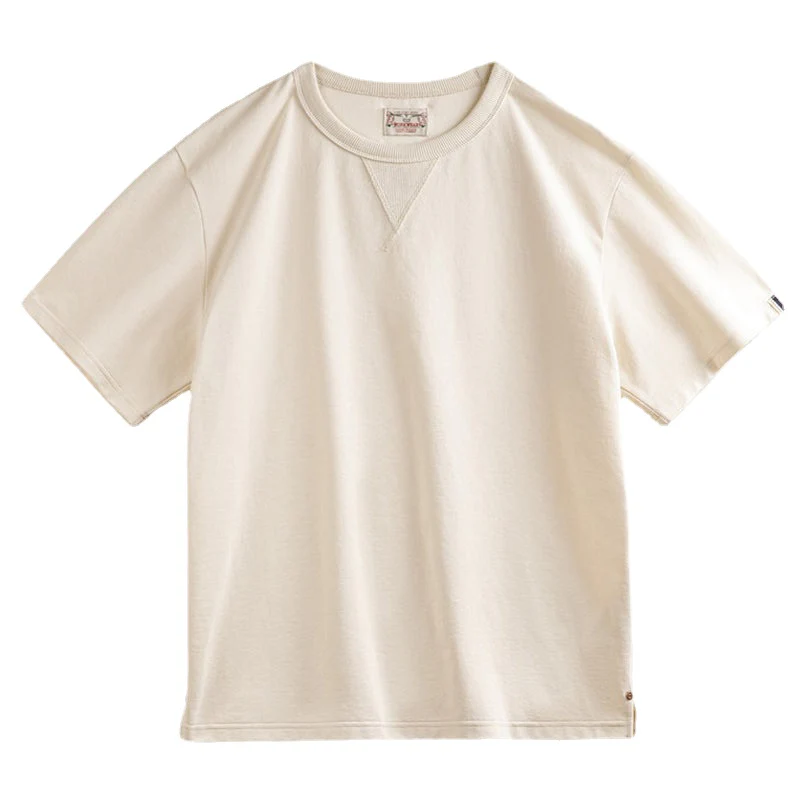 赤耳アームバンド ダブルステッチ海軍クルーネックTシャツ - Image 2