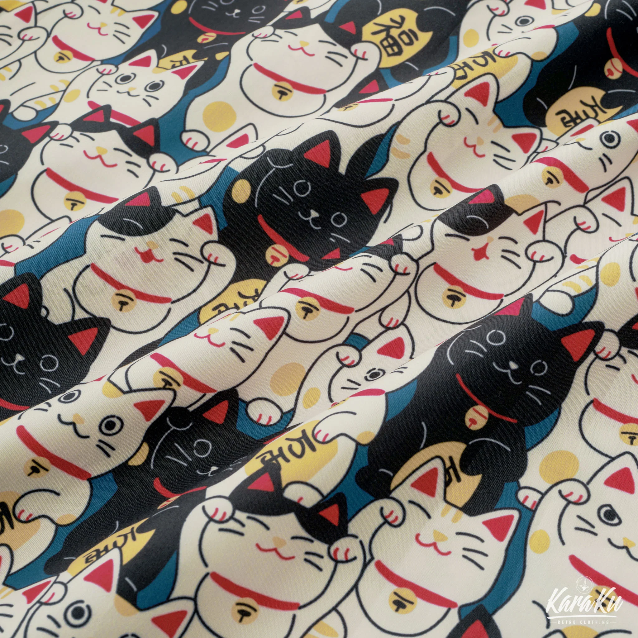 江戸時代「招き猫」総柄アロハシャツ - Image 13