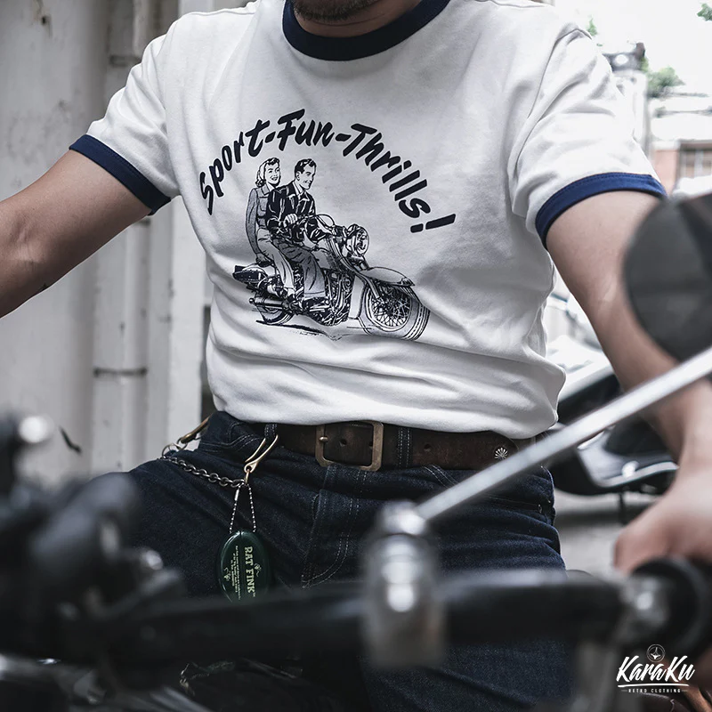 265ヘビーウェイト　バイクプリントリンガーTee - Image 9