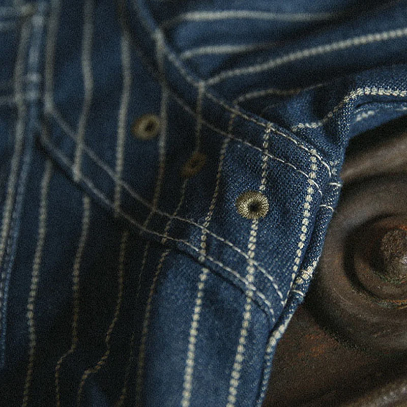 アメカジWABASH　ウォッシュ加工ウォバッシュストライプワークシャツ - Image 7
