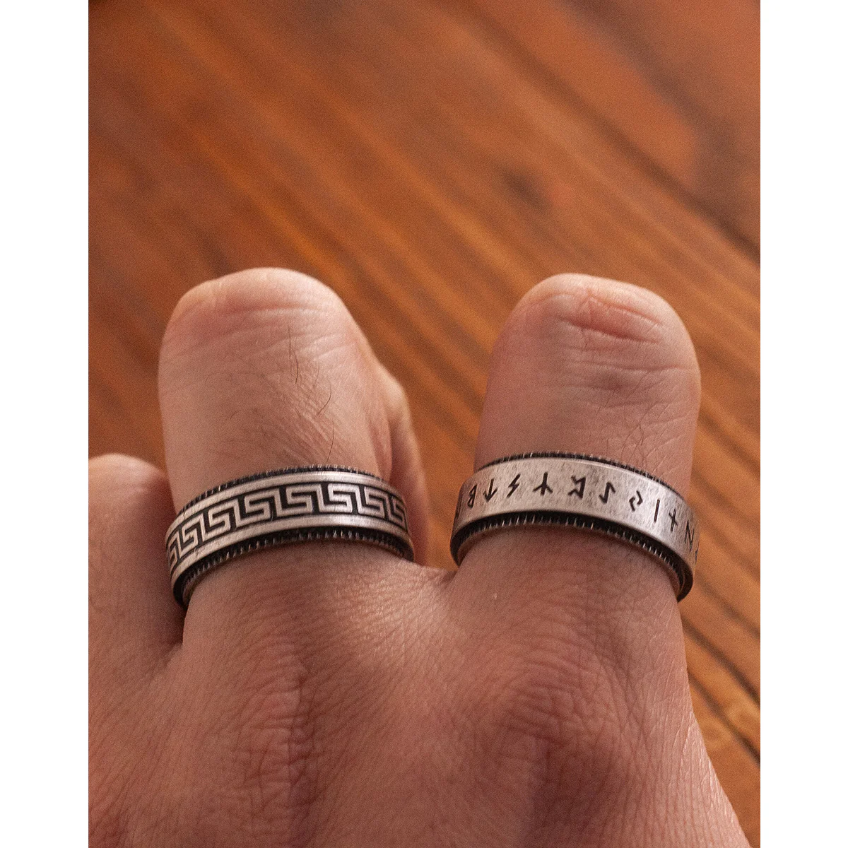 「Runes&Greek Key」2タイプ選べる　ヴィンテージ仕上げスピナーリング - Image 10