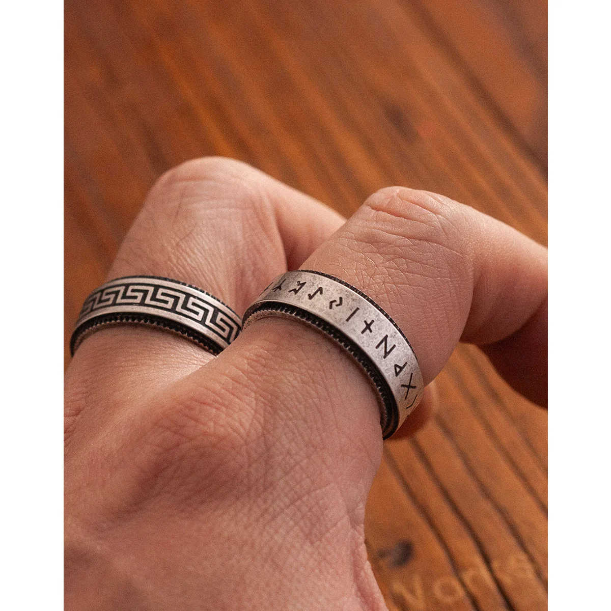 「Runes&Greek Key」2タイプ選べる　ヴィンテージ仕上げスピナーリング - Image 8
