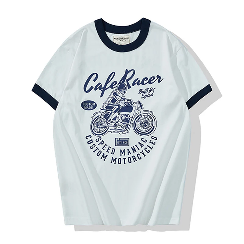 バイクプリントコットンリンガーTee 全4色 - Image 3