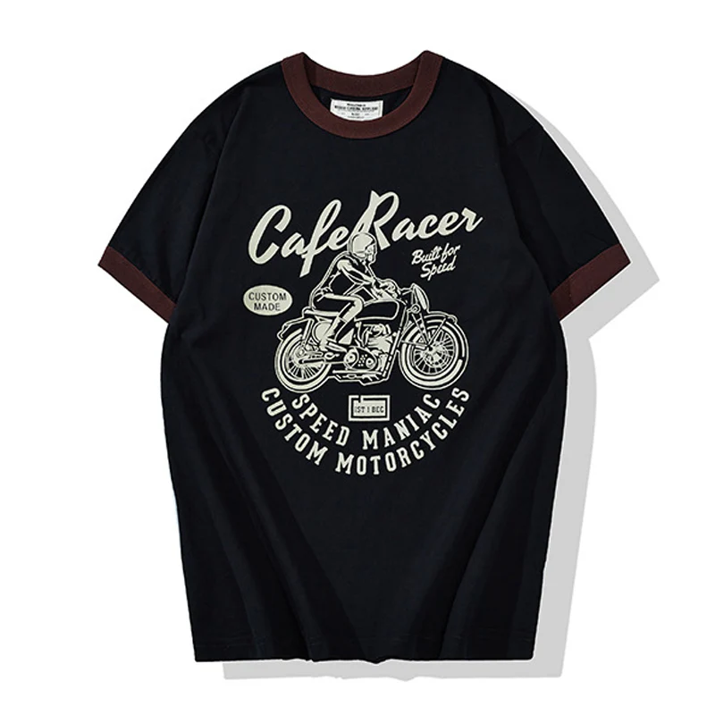 バイクプリントコットンリンガーTee 全4色 - Image 4