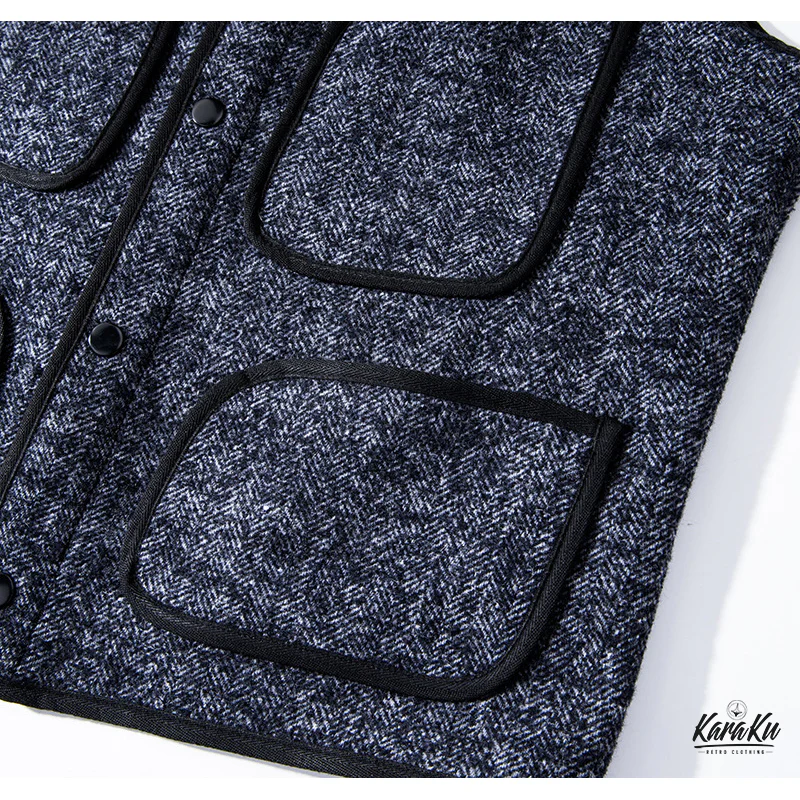 BROWN'S BEACHノーカラーツイードベスト - Image 8