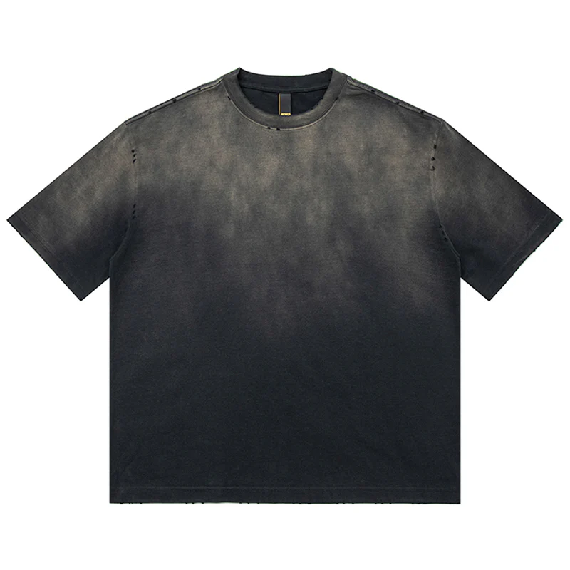320g ダメージ&グラデーションウォッシュド加工ヘビーウェイトコットンTシャツ