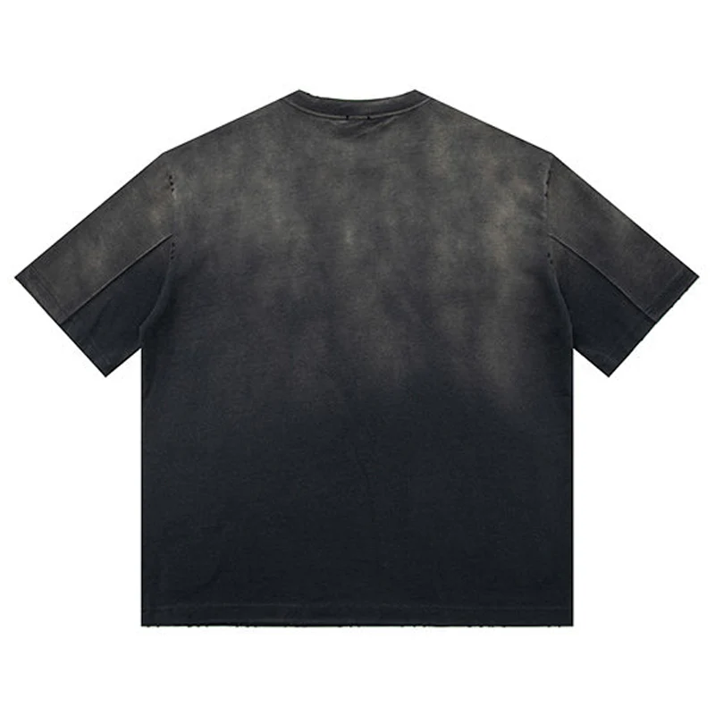 320g ダメージ&グラデーションウォッシュド加工ヘビーウェイトコットンTシャツ - Image 3