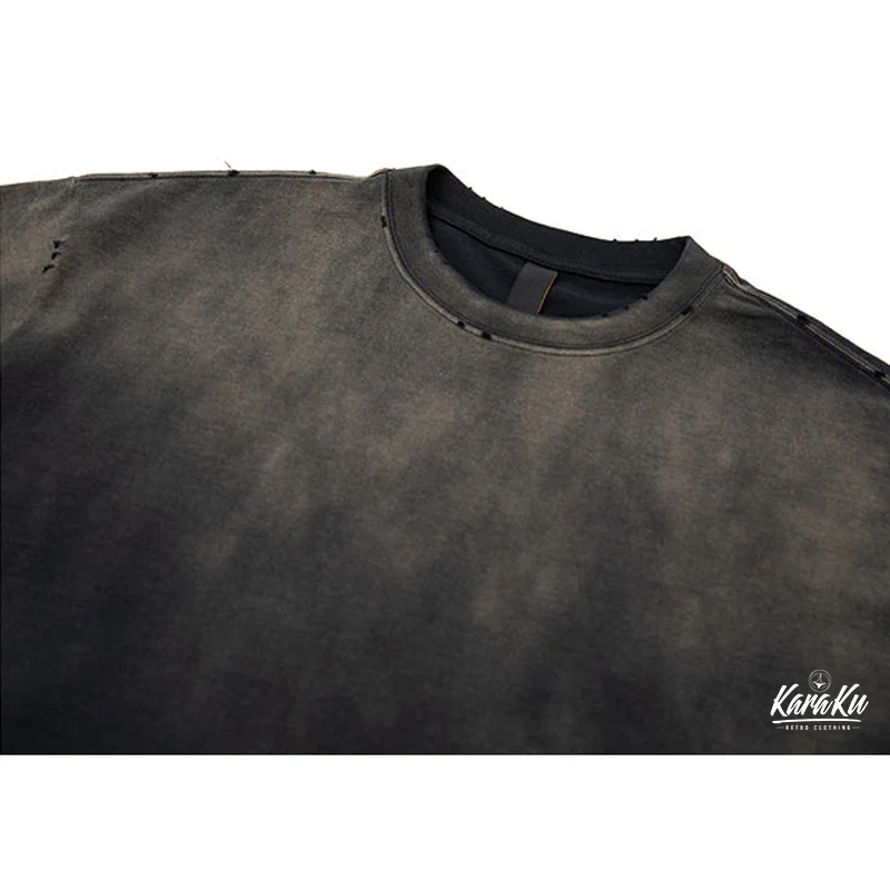 320g ダメージ&グラデーションウォッシュド加工ヘビーウェイトコットンTシャツ - Image 6