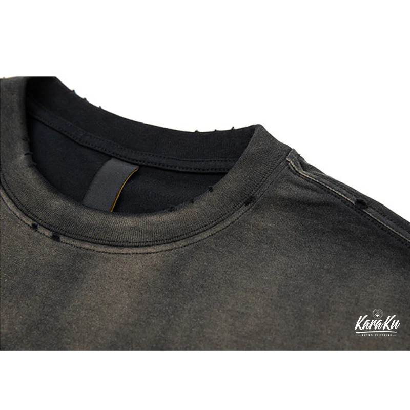 320g ダメージ&グラデーションウォッシュド加工ヘビーウェイトコットンTシャツ - Image 7