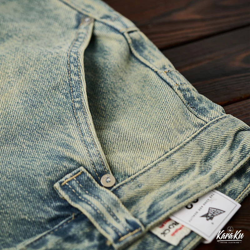 裾口ダメージ＆ユーズド加工　ウォッシュドストレートデニムパンツ - Image 9