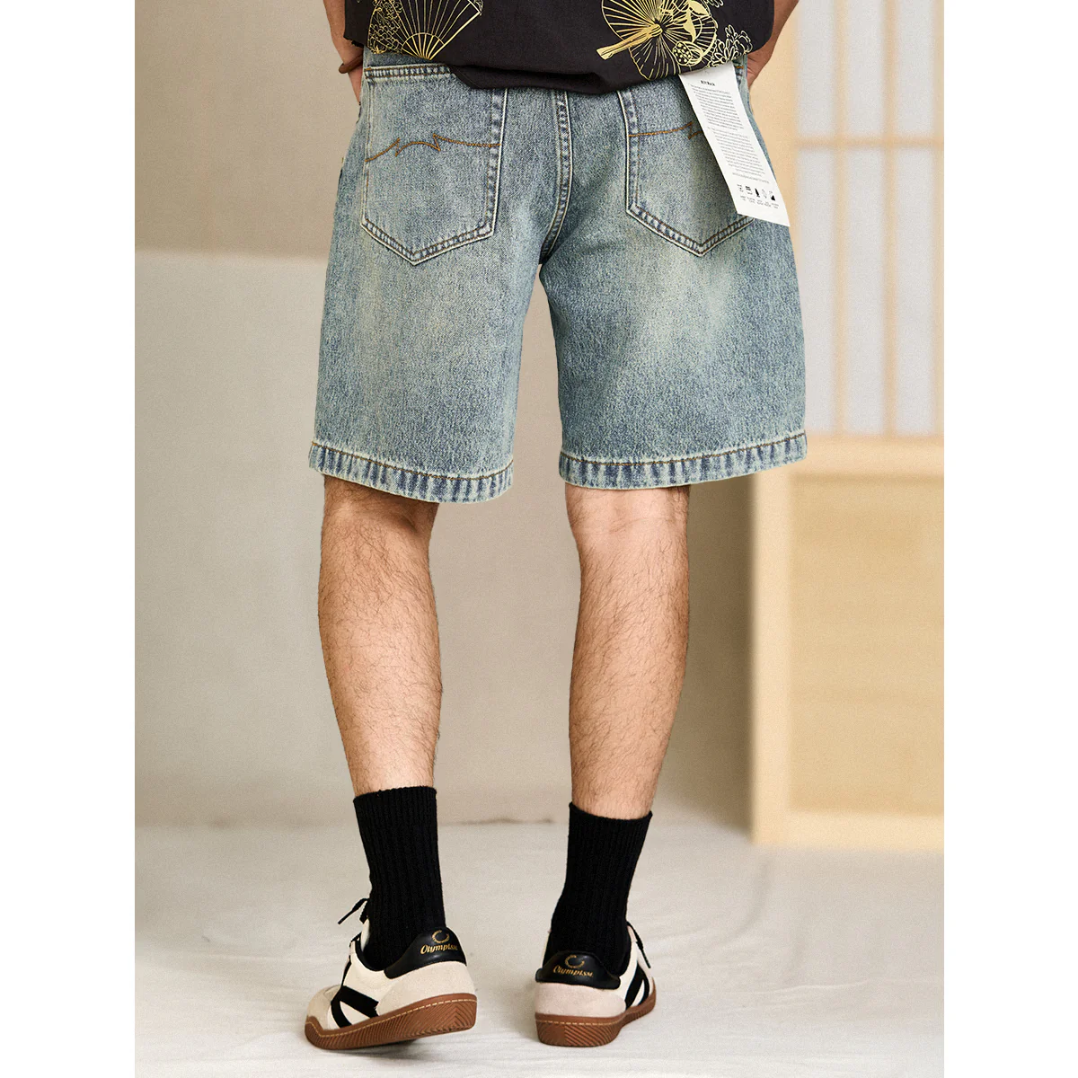 ヒゲ加工　ポケットステッチデニムショートパンツ - Image 7