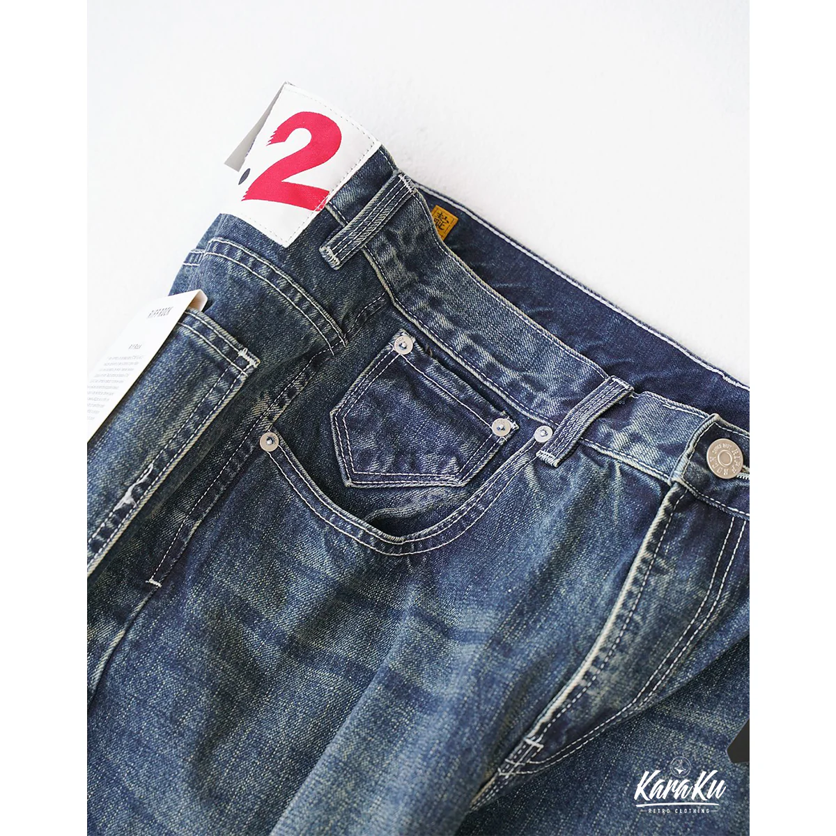 ヒゲ加工 コインポケット付きストレートデニムパンツ - Image 7