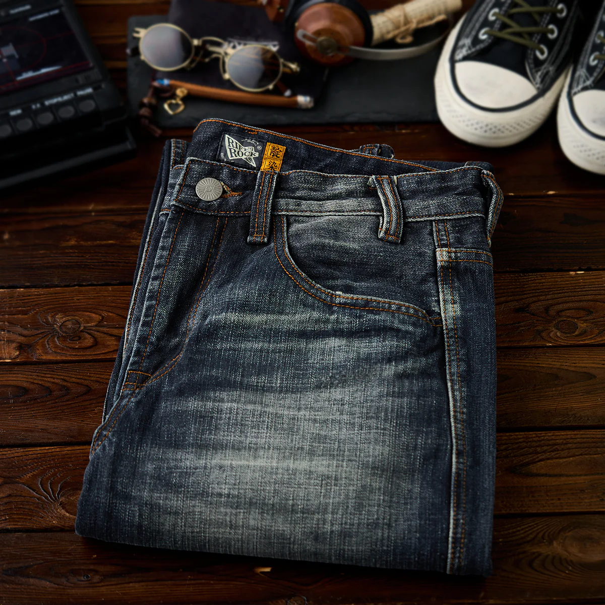 ウォッシュドヒゲ&裾カットオフ加工 ストレートデニムパンツ - Image 4