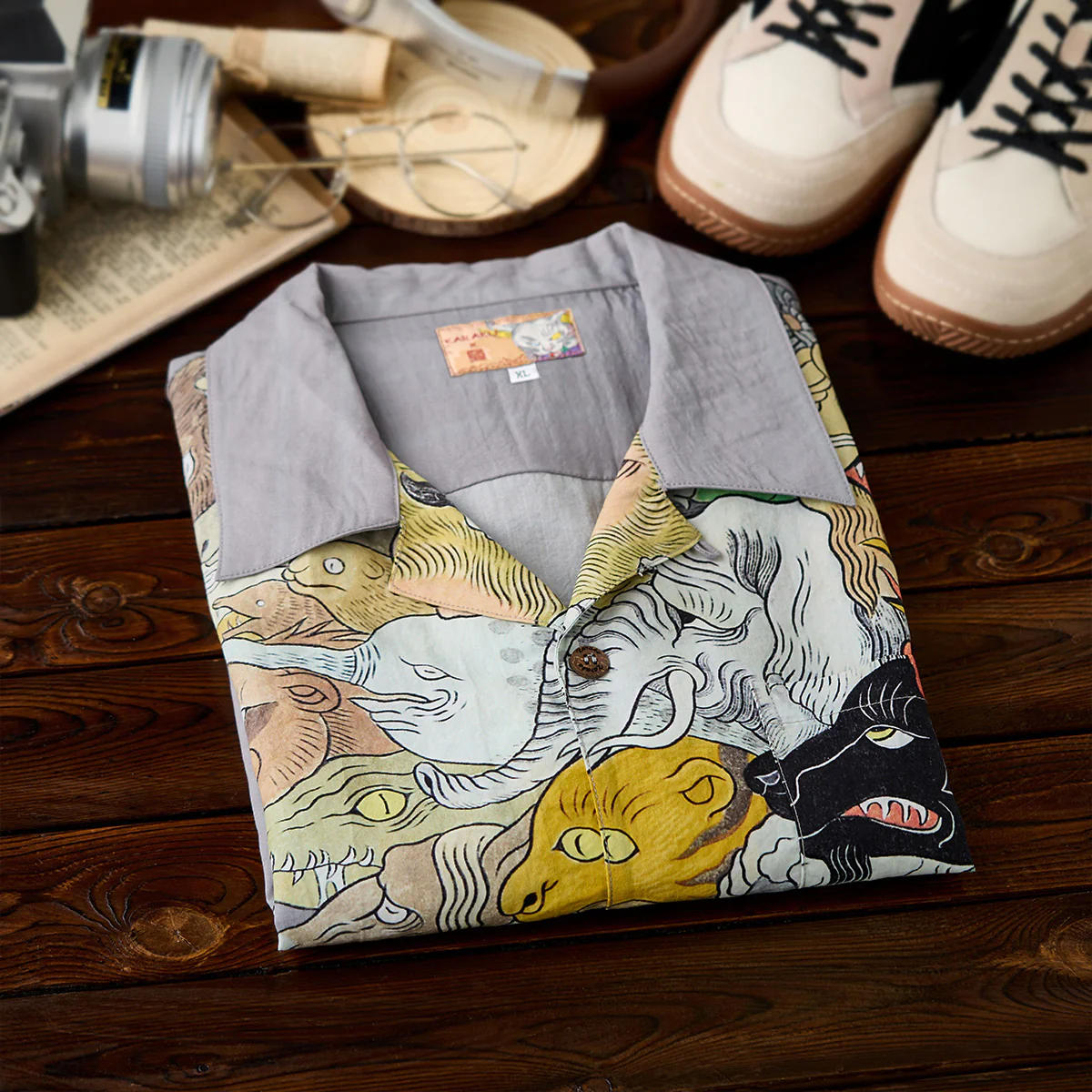 KARAKU×石黒亜矢子「百頭魚」浮世絵風テンセルアロハシャツ - Image 10