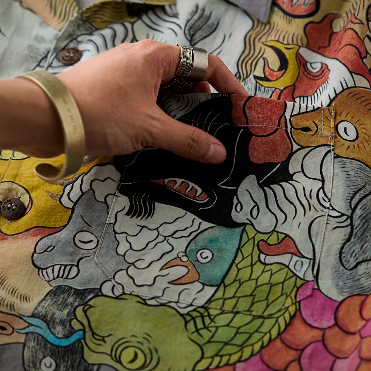 KARAKU×石黒亜矢子「百頭魚」浮世絵風テンセルアロハシャツ - Image 14