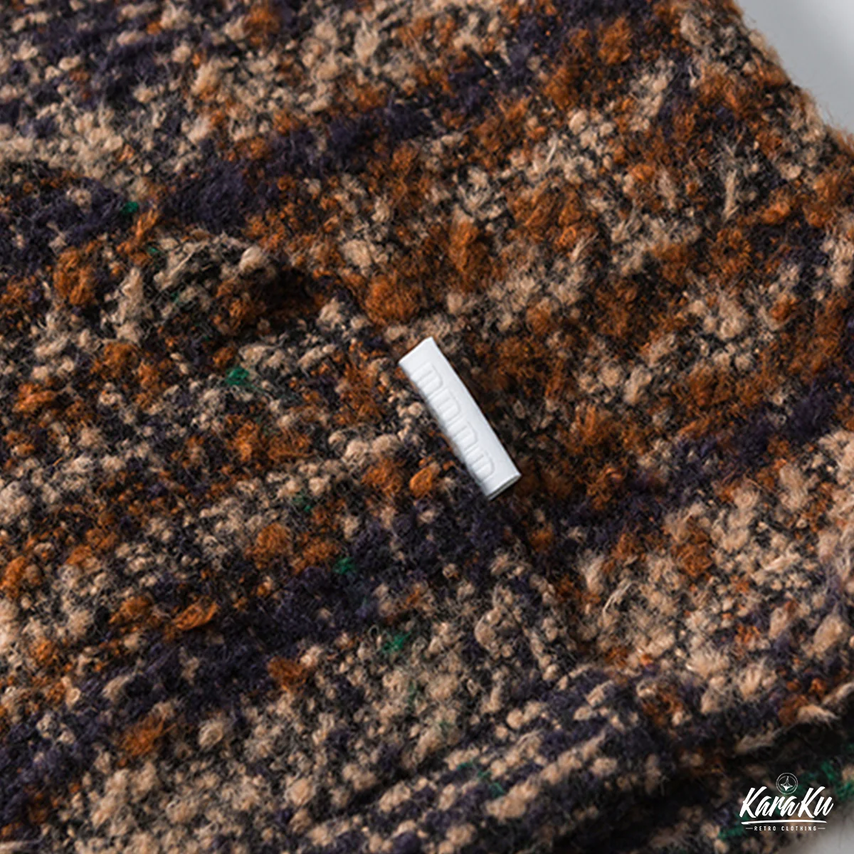 刺繡入り ウール混ツイードチェック柄フーディー - Image 11
