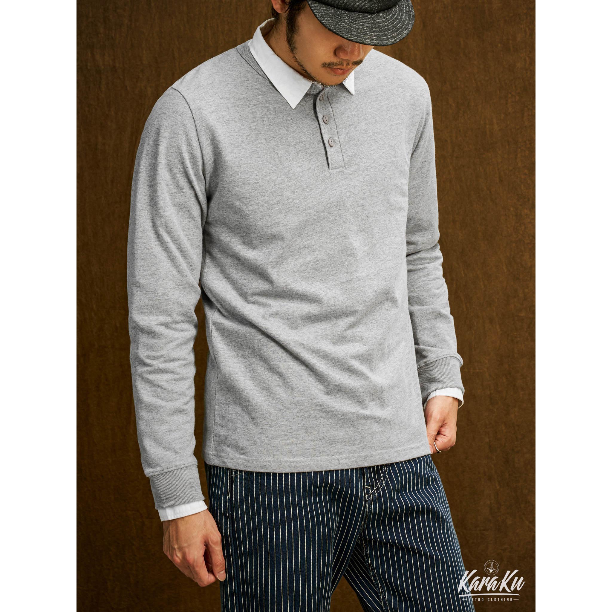 五色展開 ロングスリーブコットンヘンリーTシャツ - Image 10