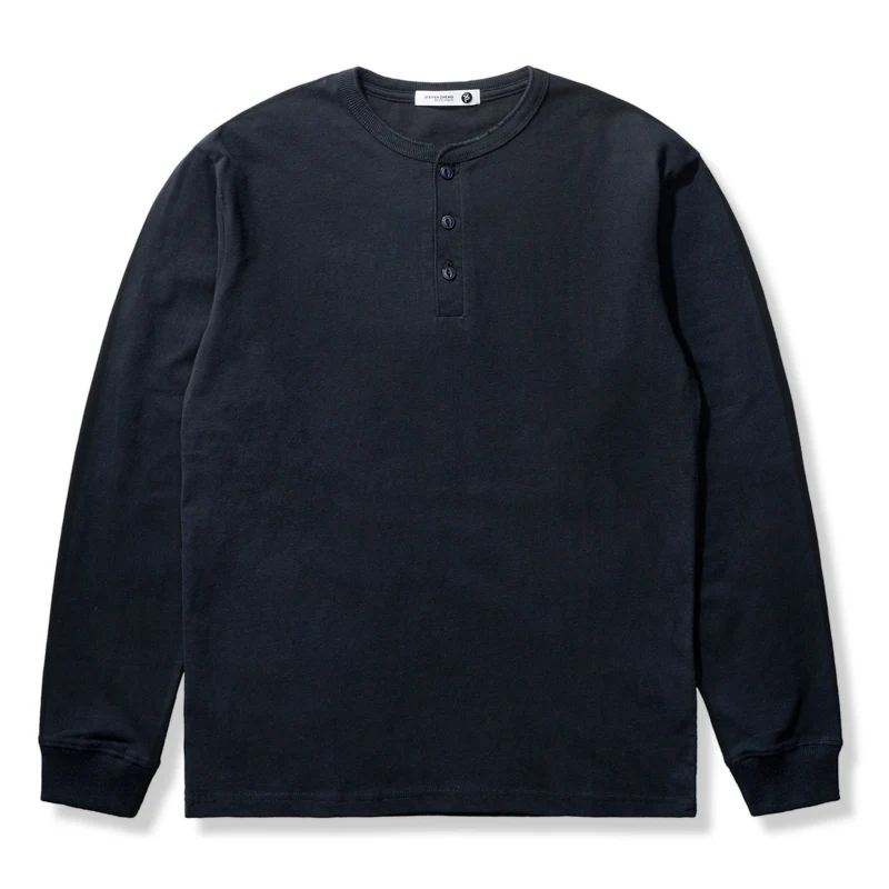 五色展開 ロングスリーブコットンヘンリーTシャツ - Image 4