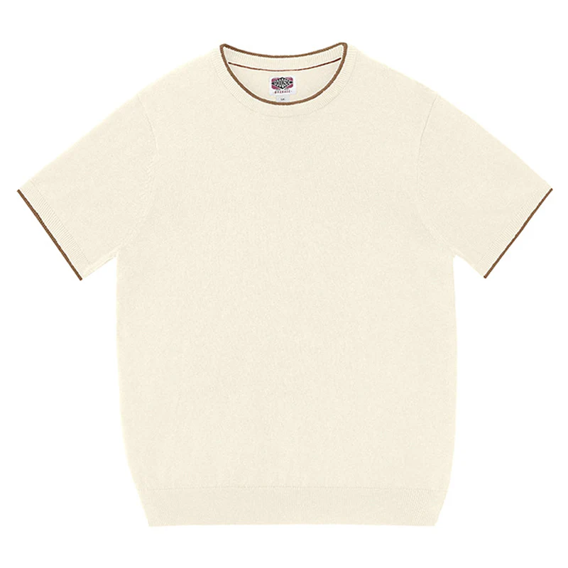 Old Money Style カシミヤ混ティップラインニットTシャツ