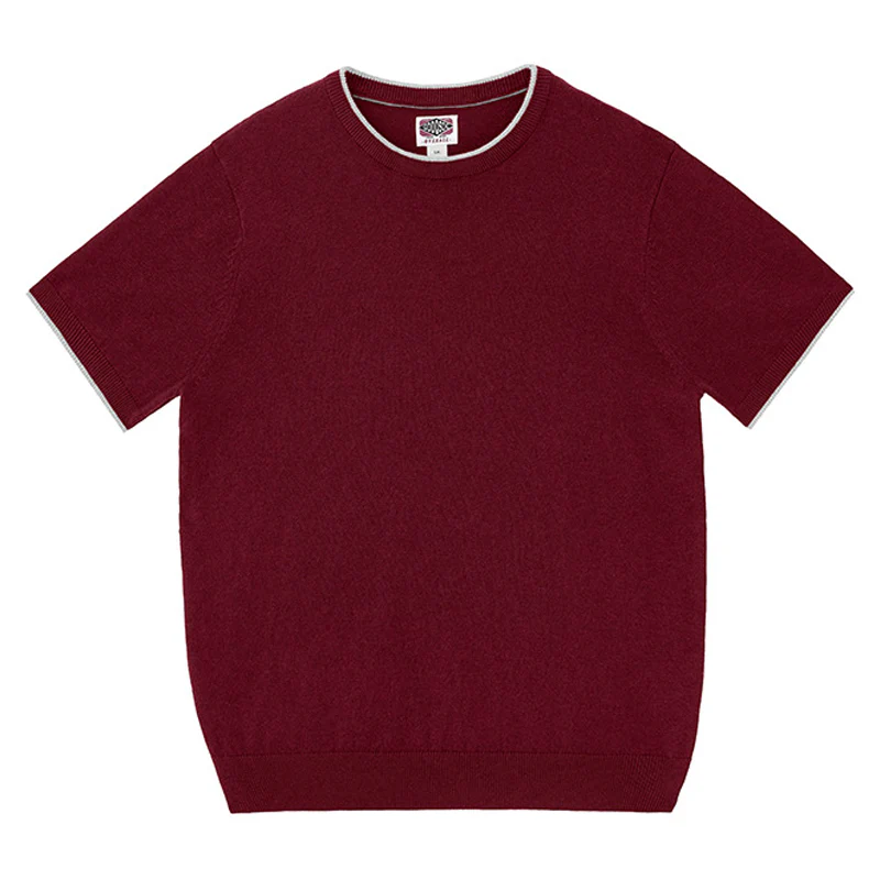 Old Money Style カシミヤ混ティップラインニットTシャツ - Image 3