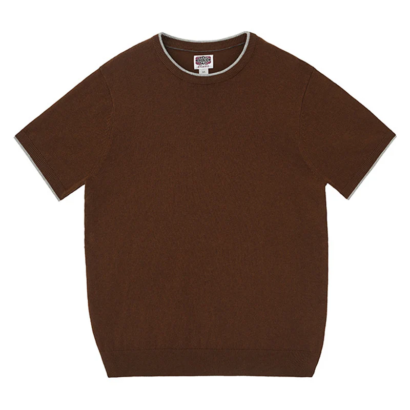 Old Money Style カシミヤ混ティップラインニットTシャツ - Image 4