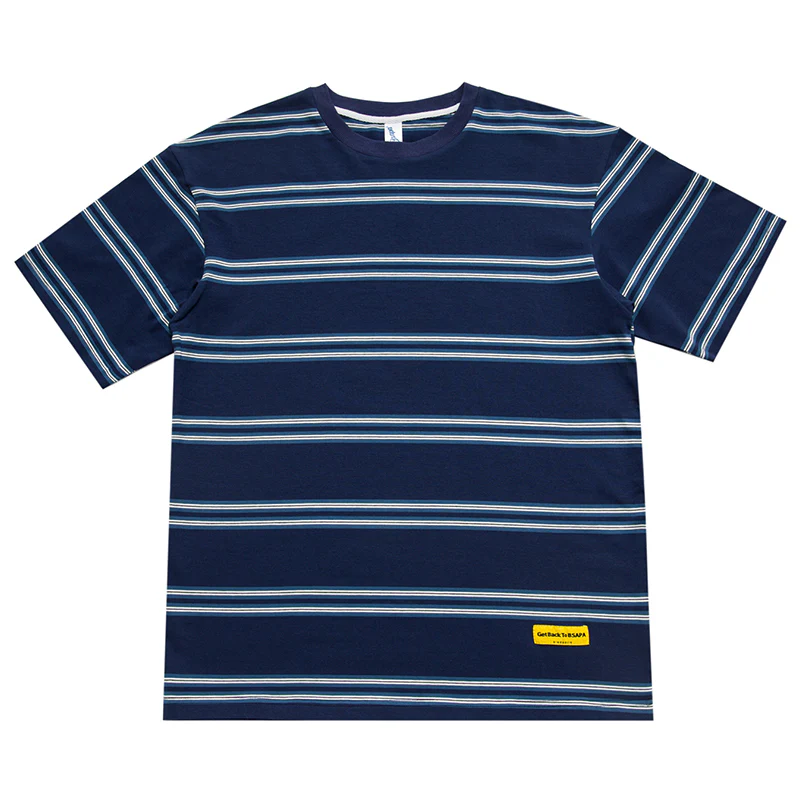 2色展開 細ボーダー柄コットン半袖Tシャツ - Image 2