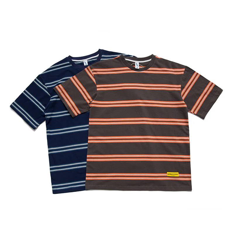 2色展開 細ボーダー柄コットン半袖Tシャツ - Image 5