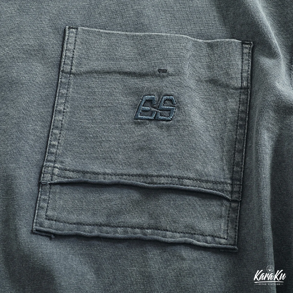 ウォッシュ加工 ミニ刺繍・色ムラコットンポケットロンT - Image 10