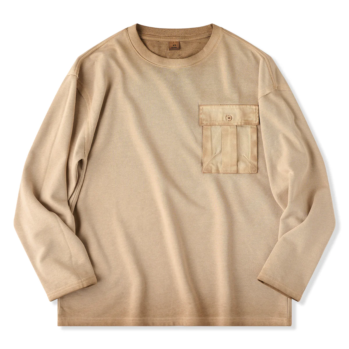 プリーティドポケット付き グラデーション染めウォッシュド加工ロングTシャツ - Image 2
