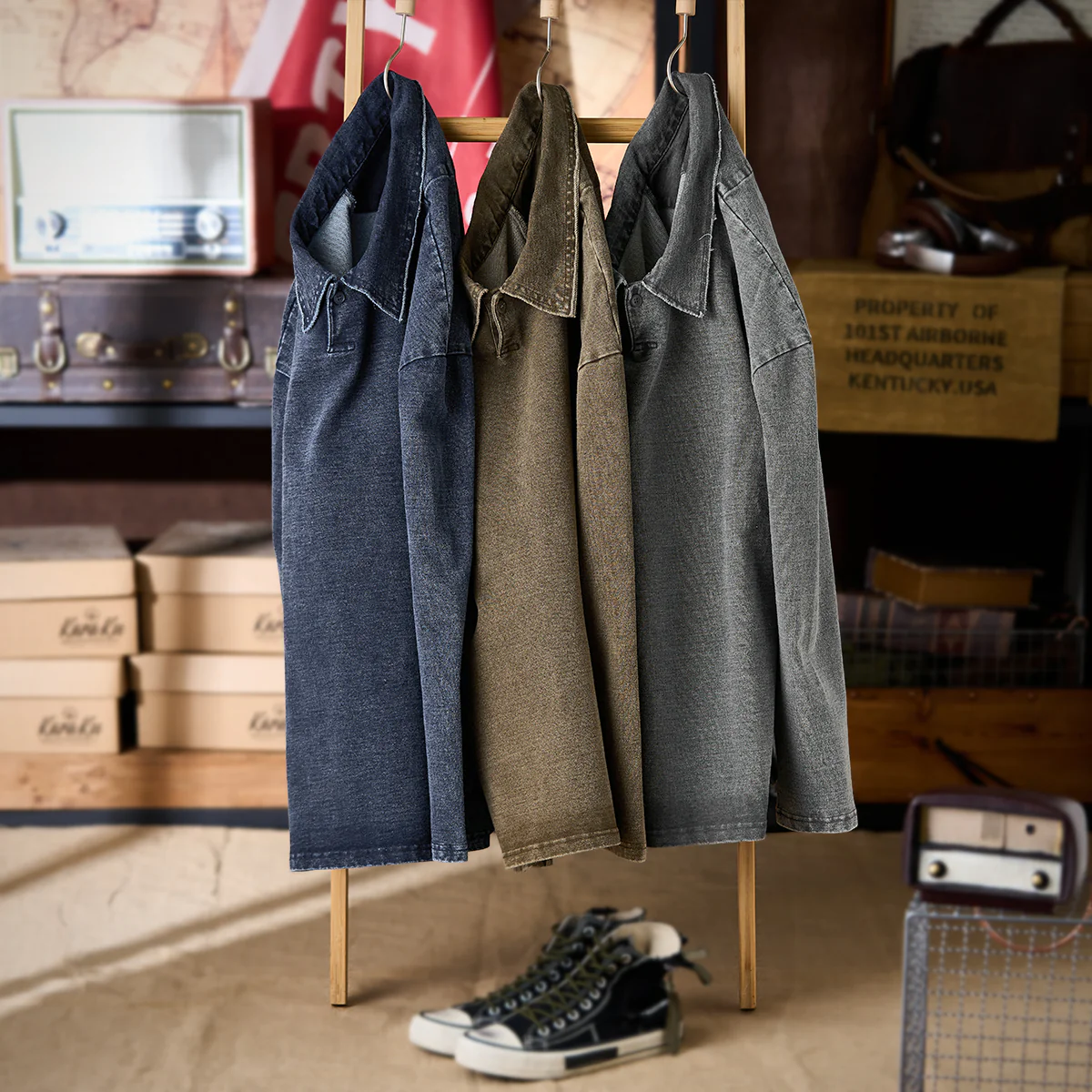 3色展開 ドロップショルダーポロカラースウェット - Image 5