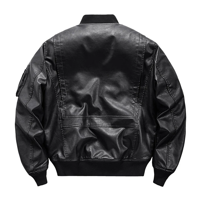 (Biker)中綿 レザーMA-1フライトジャケット - Image 3