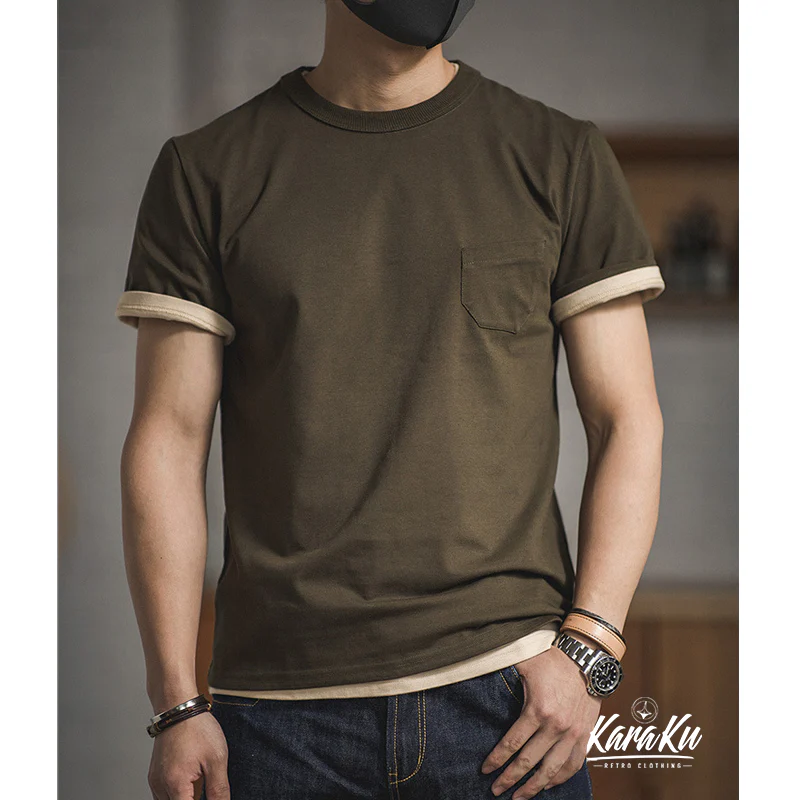 無地　トリプルステッチTシャツ - Image 4