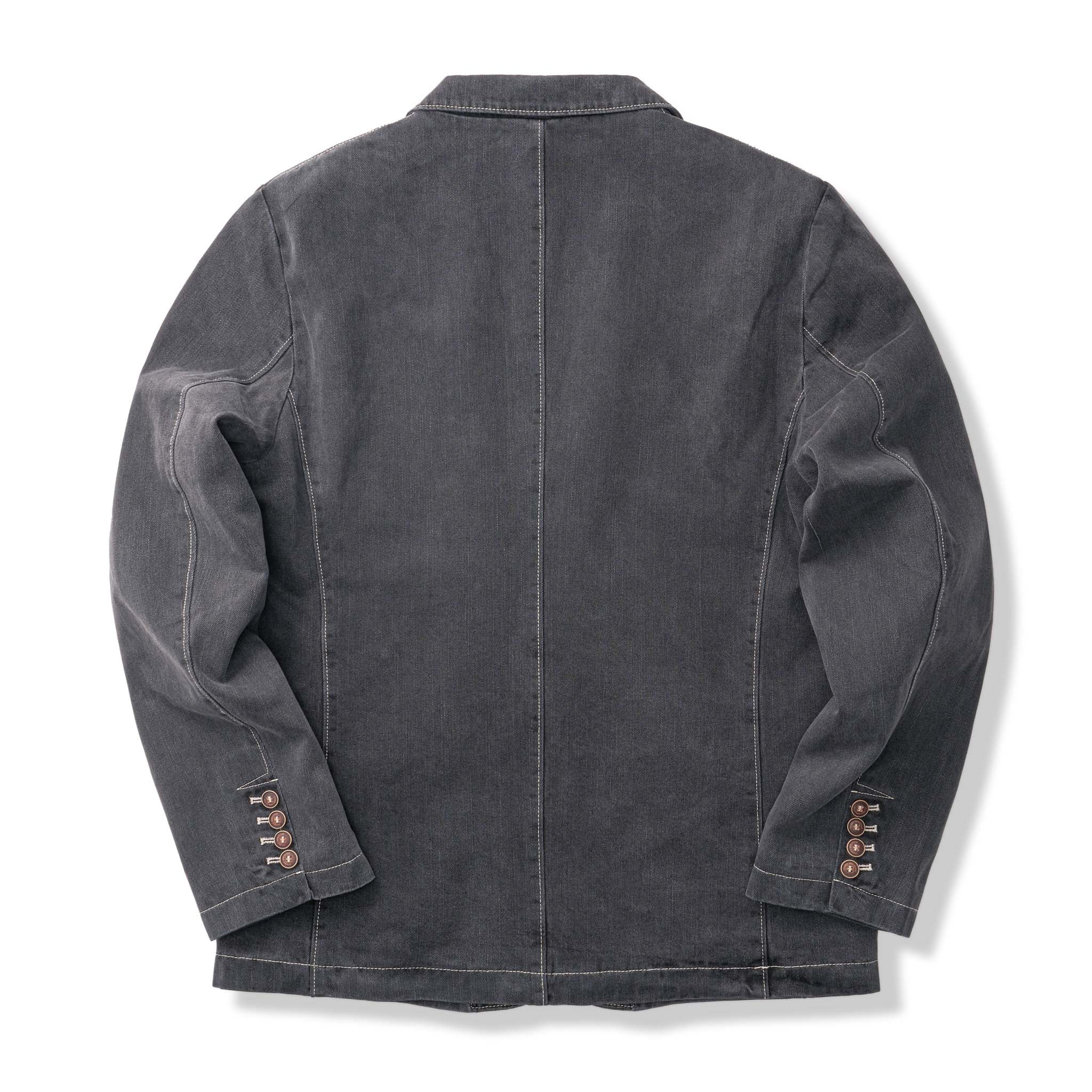 裏花葉柄 デニムブレザージャケット - Image 5