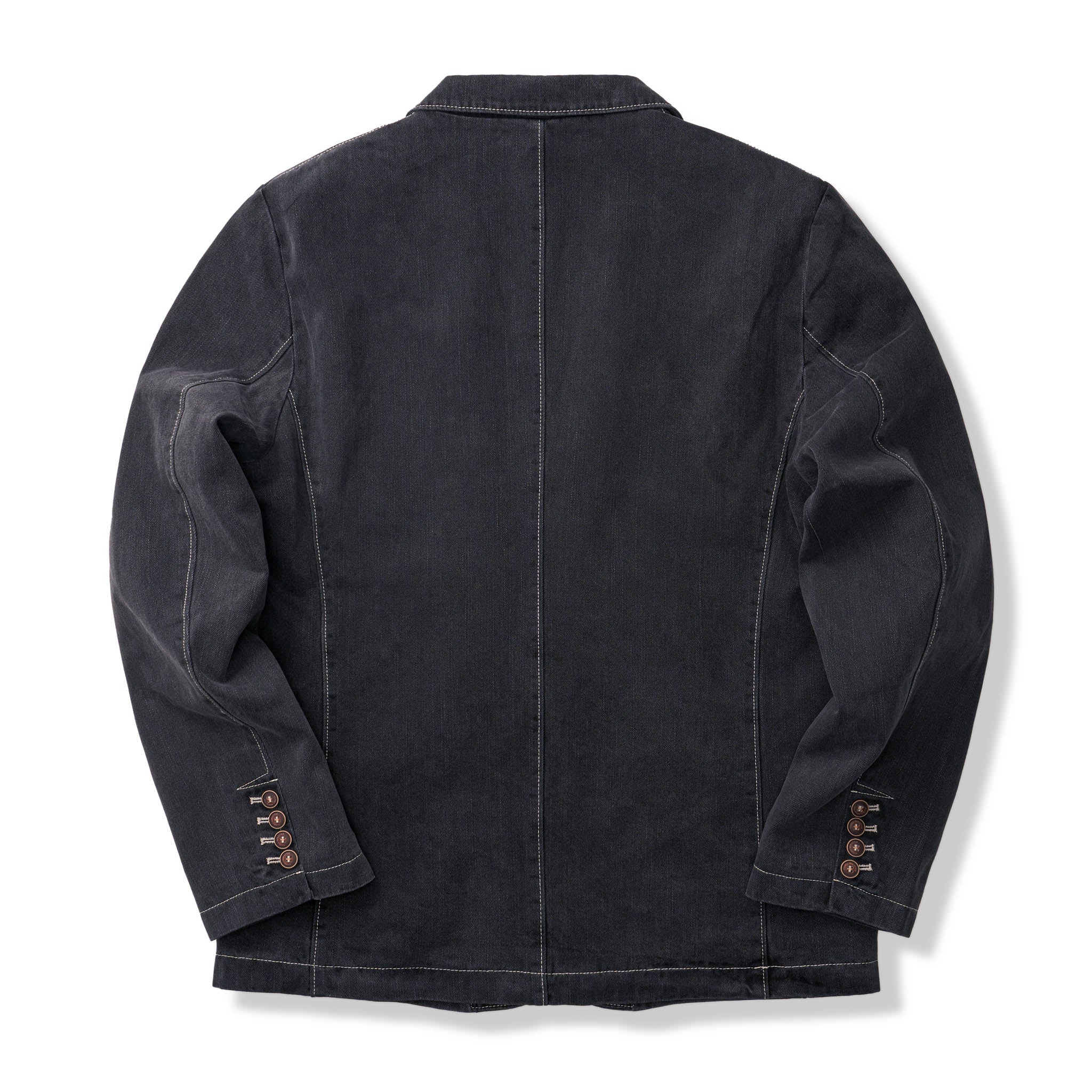 裏花葉柄 デニムブレザージャケット - Image 6