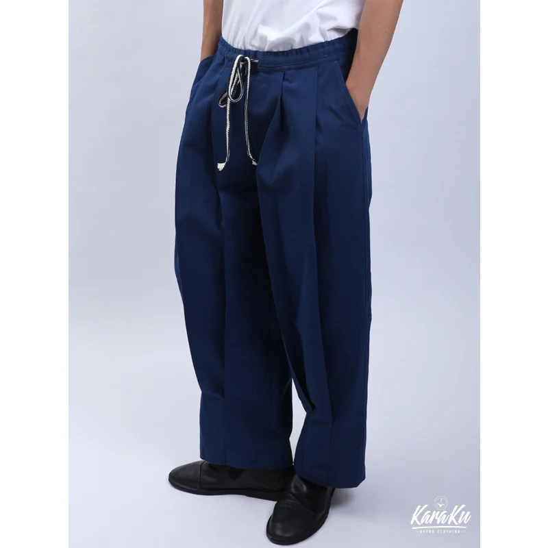 職人藍染 立体的タックワイドパンツ - Image 2