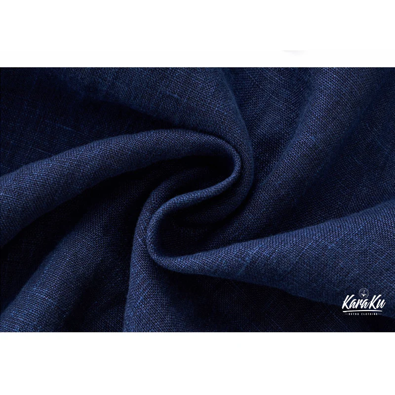 職人手作り　植物藍染イタリアンカラーリネンシャツ - Image 11
