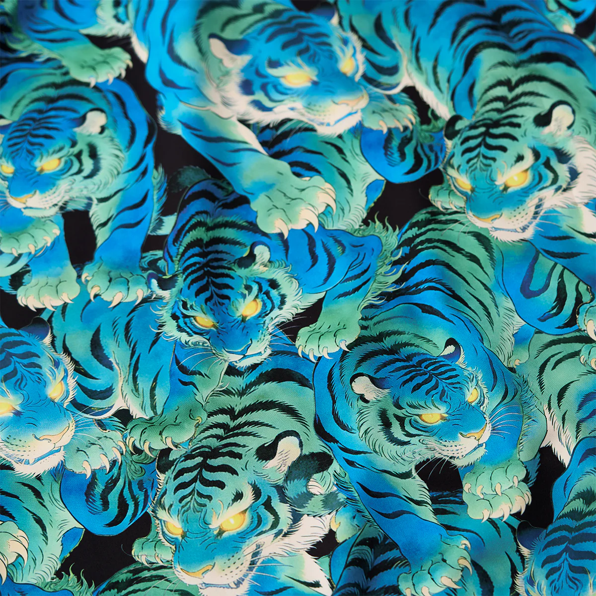 「光る目をした虎たち」総柄 浮世絵風アロハシャツ - Image 19