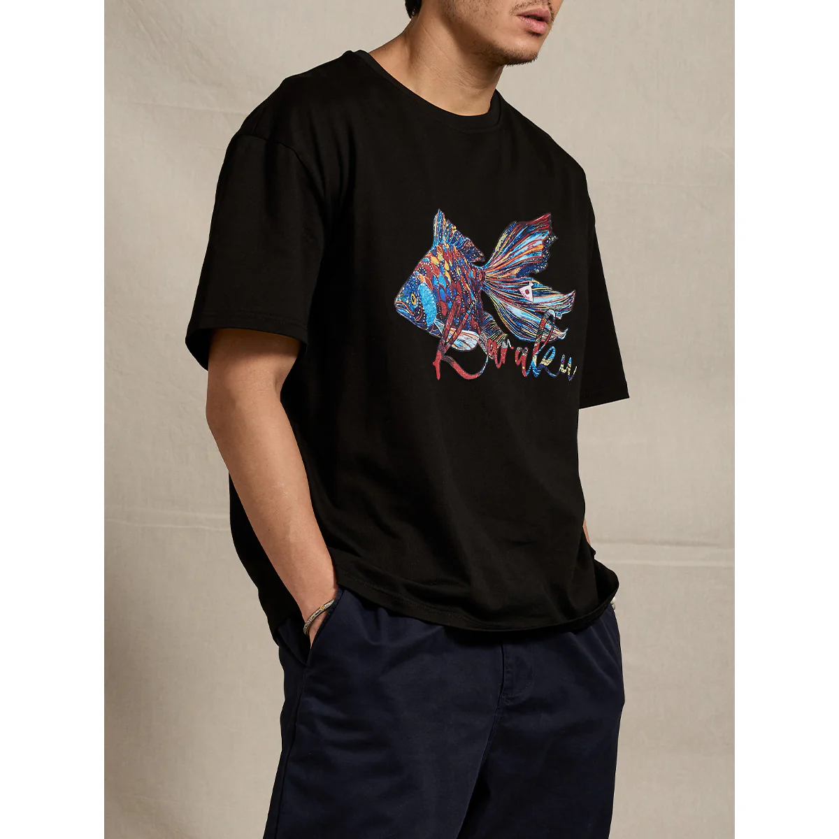 KARAKUｘ彩蘭弥「那須与一Nasuno-Yoichi」プリント＆刺繡入りコットンTee - Image 9