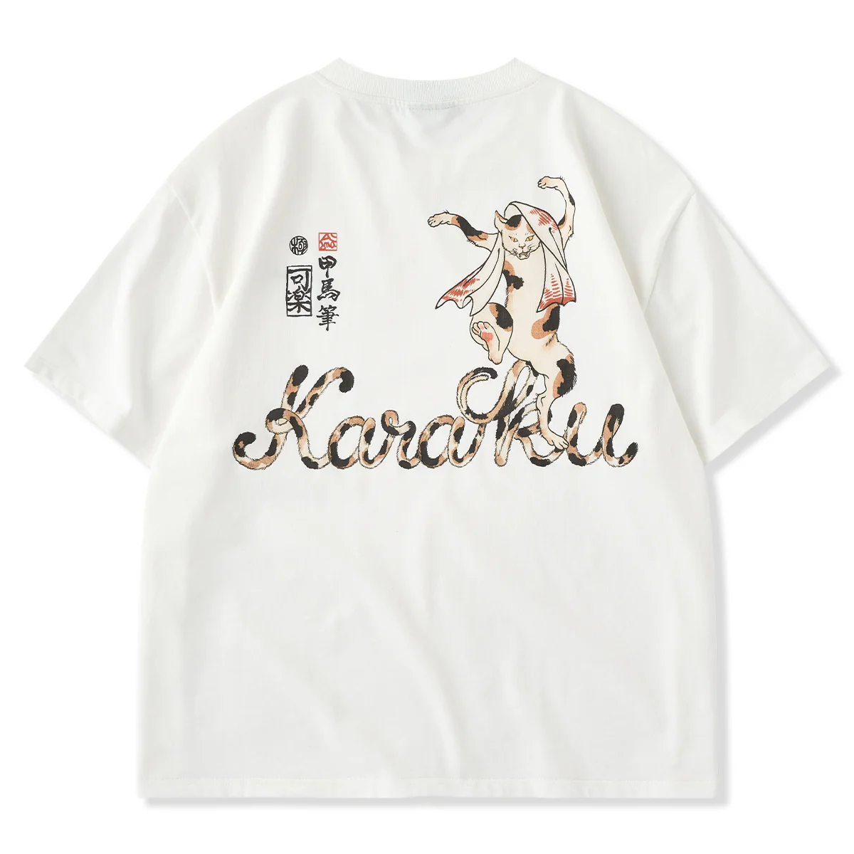 KARAKU×Koma 「異形百物語」踊る化け猫プリント&刺繡入りコットンTee