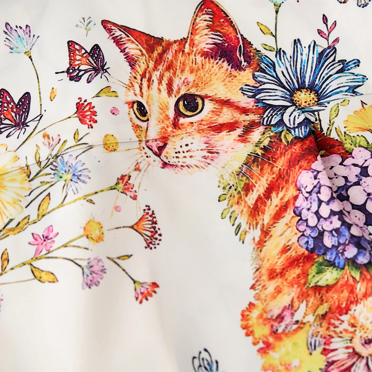 「猫たちと秘密の庭」水彩画風プリントアロハシャツ - Image 13