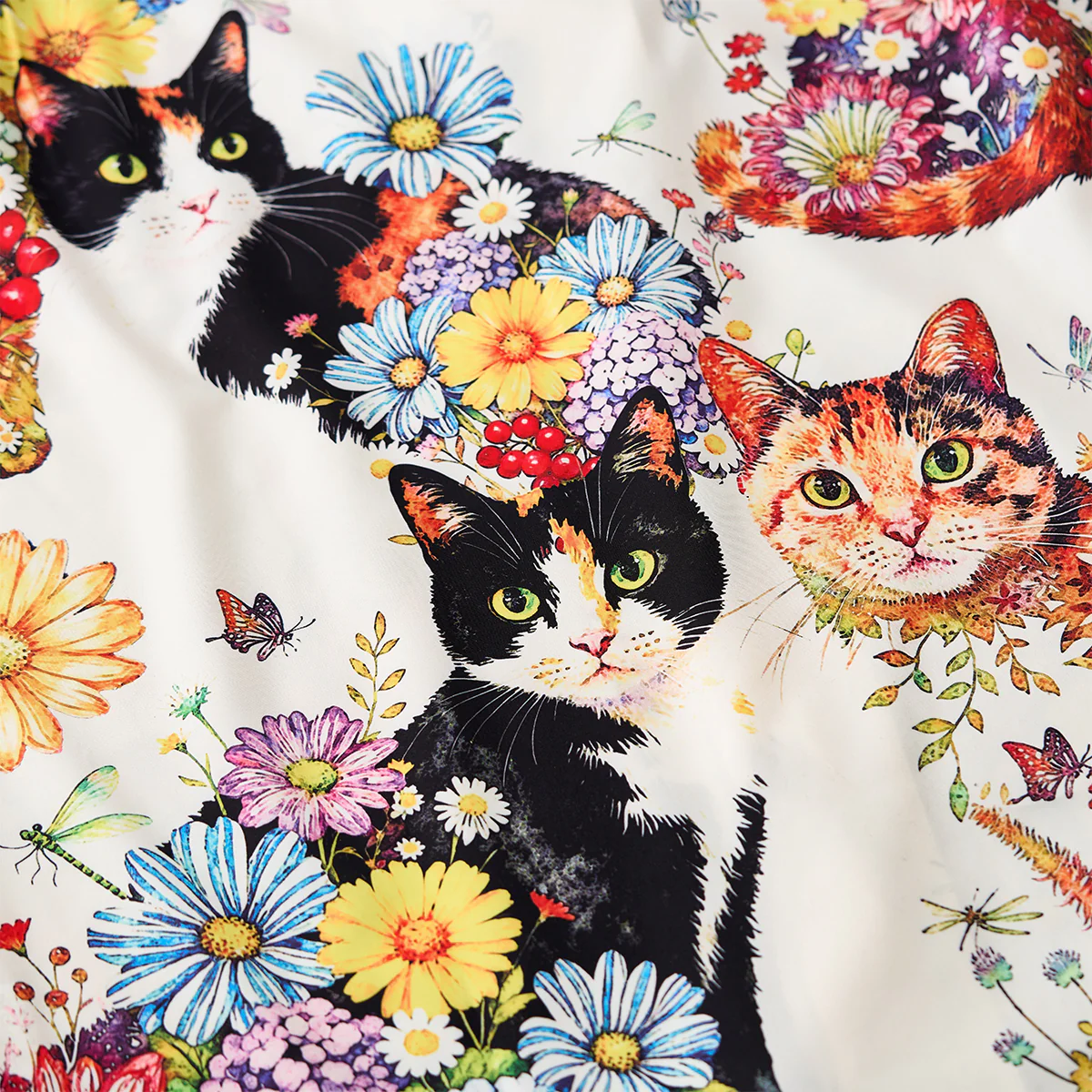 「猫たちと秘密の庭」水彩画風プリントアロハシャツ - Image 14