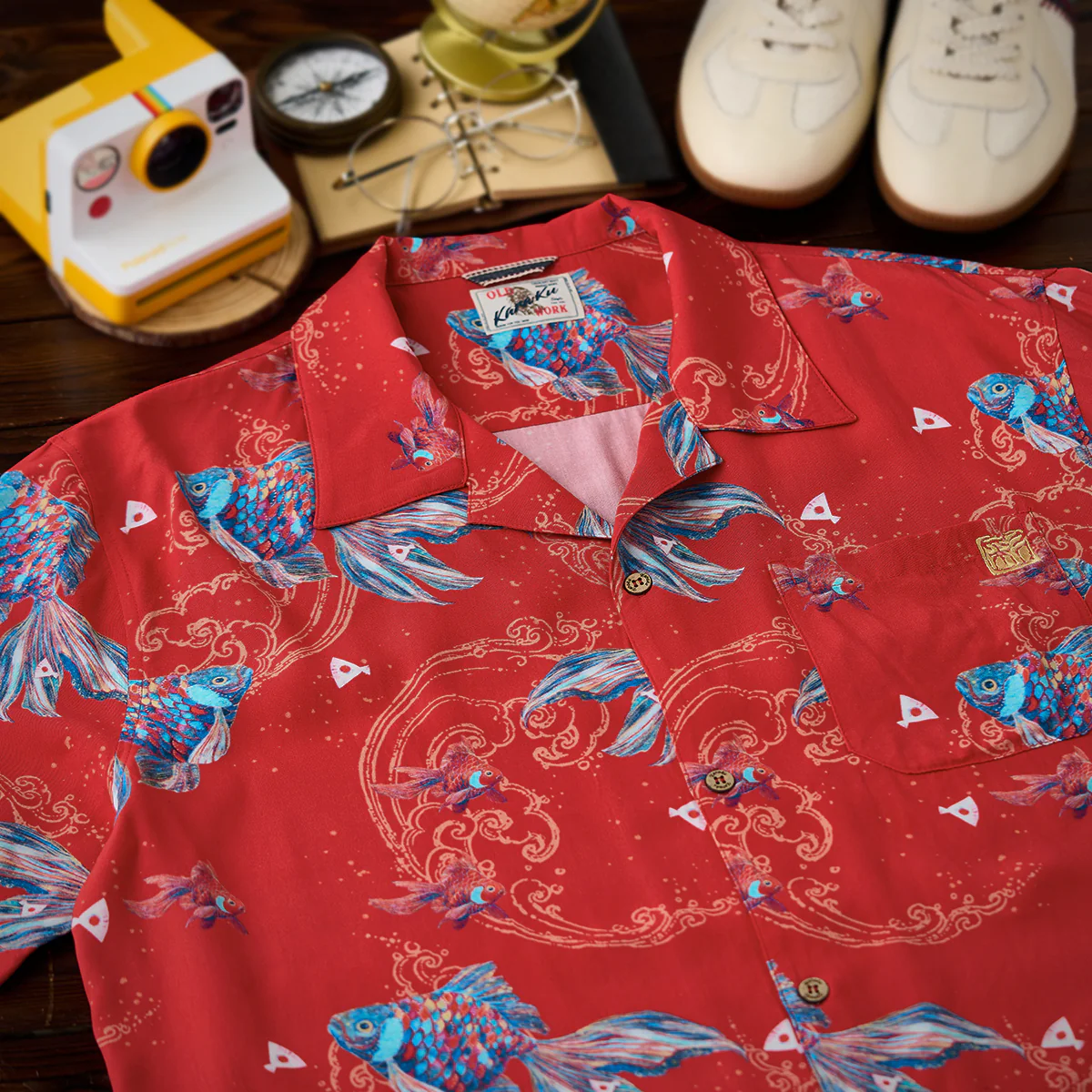 KARAKUx彩蘭弥「那須与一」総柄アロハシャツ - Image 4
